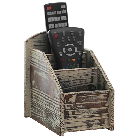 Buy Myt Rustic Torched Wood Remote Control Holder For Table With 3