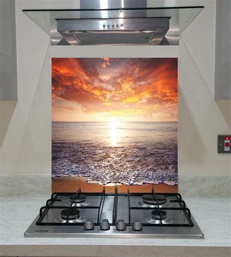 Splashback With A Sea Sunset Any Size Va Art Glass