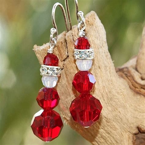 Santa Christmas Earrings Handmade Swarovski Crystal Holiday Jewelry
