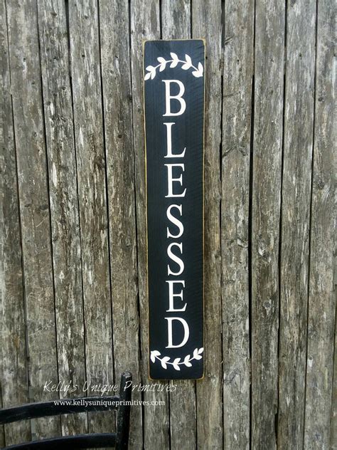 Vertical Blessed Sign Wooden Sign Laurel Wreath Gallery Wall Etsy
