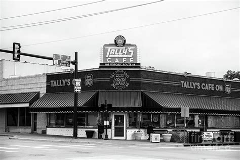 Tallys Cafe On Historic Route 66 Bw Photograph By Scott Pellegrin