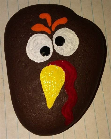 Turkey Thanksgiving Brown Red Hand Painted Rock Stone Painting Etsy