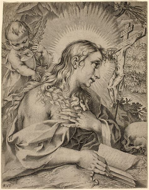 The Penitent Magdalene Drawing By Francesco Villamena Fine Art America