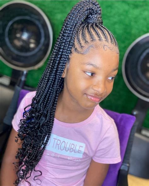 Box braids work on all hair types because the braiding hair really helps lock the hair in place. Latest Black Braided Hairstyles For Kids 2021