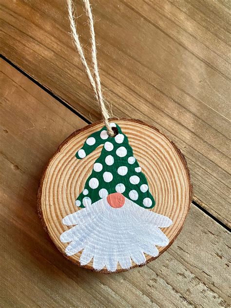 Gnome Christmas Ornaments Wood Slice Ornaments Free Etsy