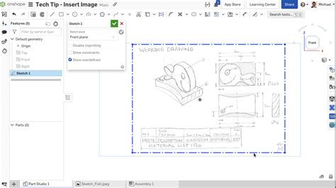 Tech Tip How To Start A Sketch With An Imported Image Onshape