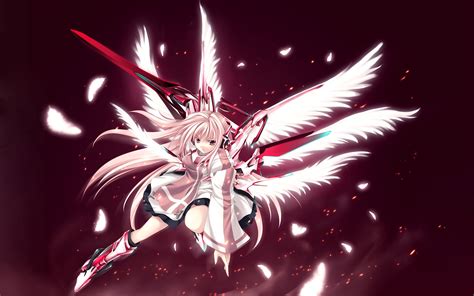 Wallpaper Illustration Anime Girls Wings Angel Sword Pink Hair Demon Wing Computer