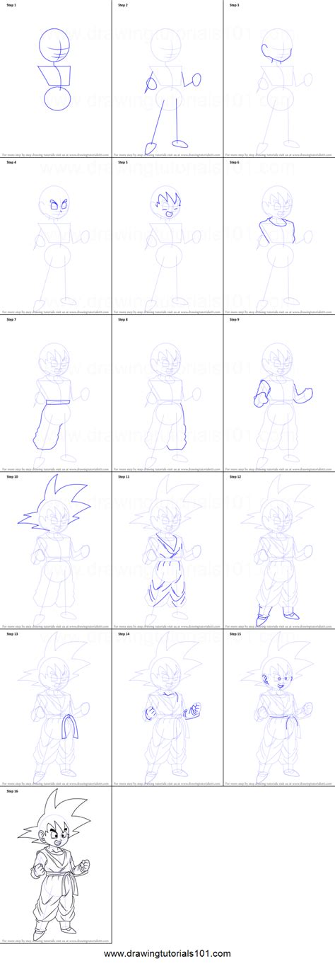 All you will need is a pen, pencil, or marker and a sheet of paper. How to Draw Son Goten from Dragon Ball Z printable step by step drawing sheet ...