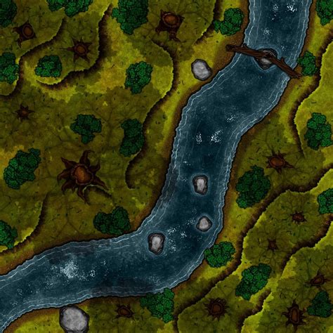 Art Cute Random Encounter Map In A Forest With A Stream Or River