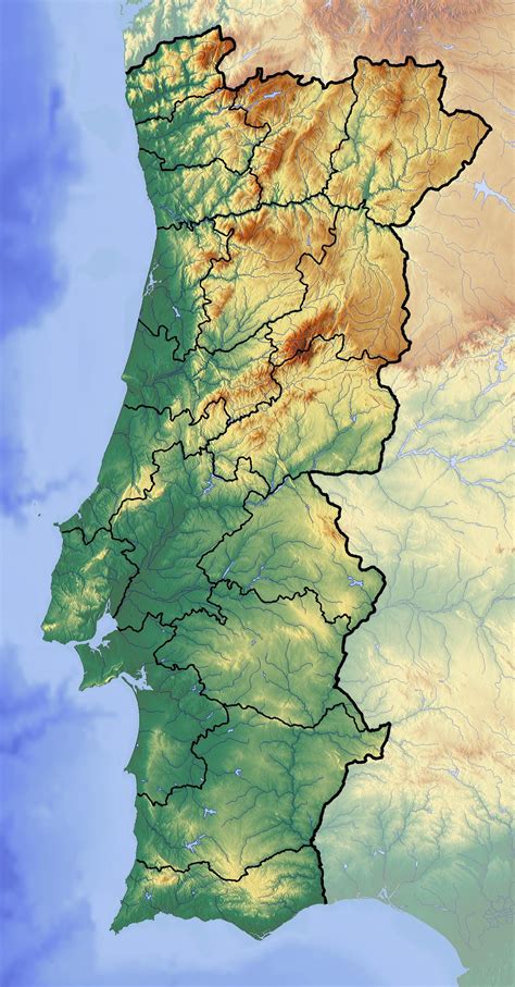 geographical map of portugal topography and physical features of portugal