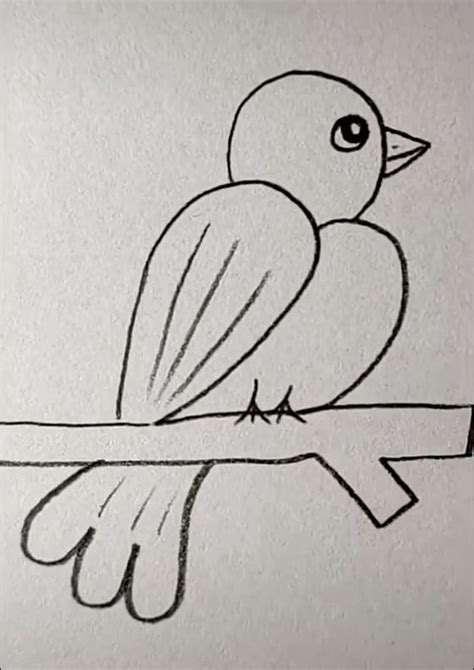 A Drawing Of A Bird Sitting On A Branch