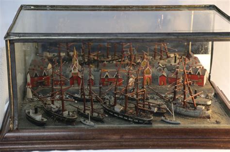 Tall Ships In A Canadian Port Carved Scene Tall Ships Ship Model