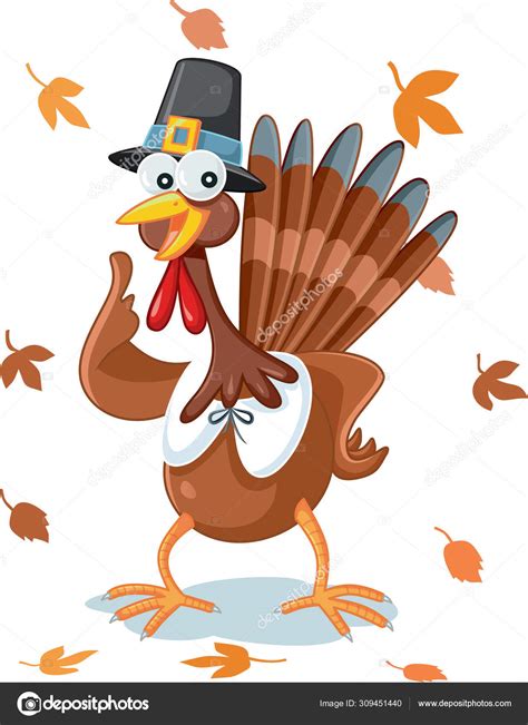 Funny Happy Thanksgiving Turkey Vector Cartoon Stock Vector Image By
