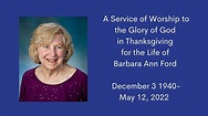 Celebrating & Remembering the Life of Barbara Ford - YouTube