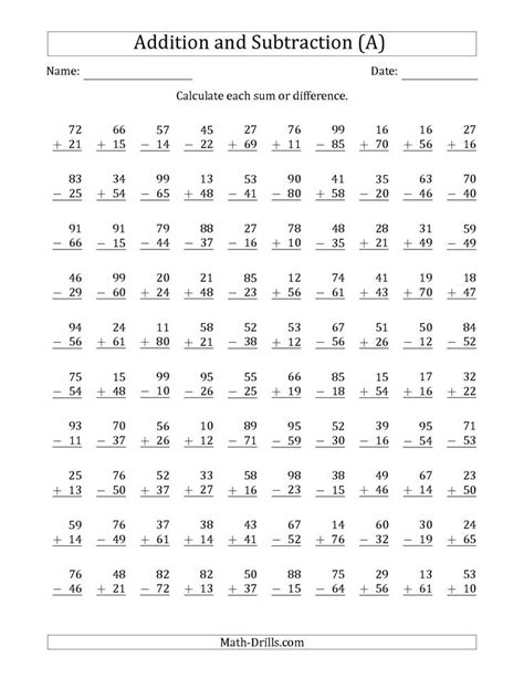 It is the year that we work on a multitude of addition and subtraction strategies that students can use to solve problems. The 100 Two-Digit Addition and Subtraction Questions with ...