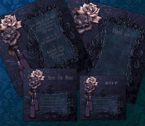Luxury Dark Gothic Wedding Invitation Package Printable Etsy New