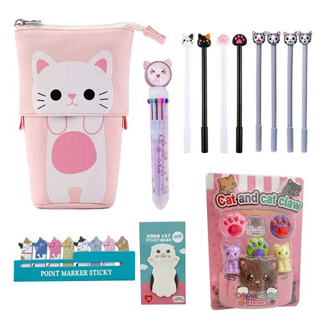 Buy Cute Stationary Set Pop Up Pencil Case 8 X Cat Pens 10 In 1 Multi