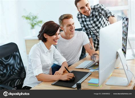 Computer Office Image Use Dual Displays When Working With Microsoft