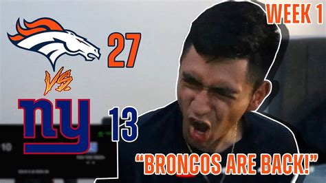 Broncos Vs Giants REACTION BRONCOS ARE BACK Week 1 YouTube