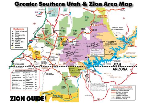 Southern Utah And Zion Area Map Utah State And National Parks Guide