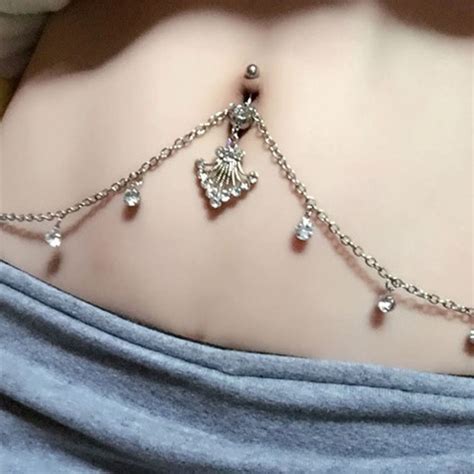 Heart Waist Chain Dangle Bar Belly Button Navel Ring Body Piercing