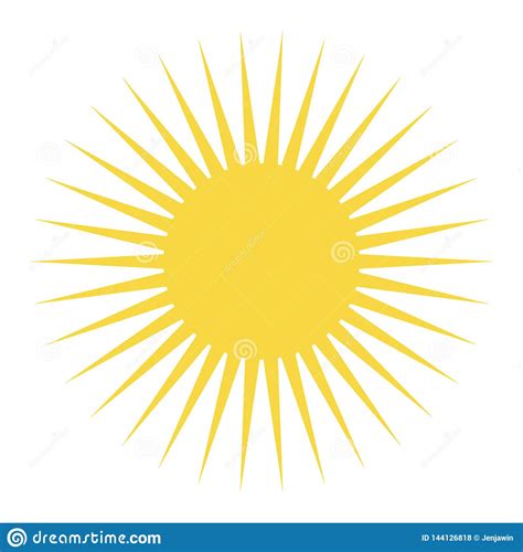 Yellow Color Sun With Long Rays Yellow Sun Icon Vector Eps10 Stock
