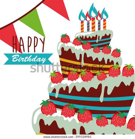 happy birthday card birthday cake colorful stock vector royalty free 399328981 shutterstock