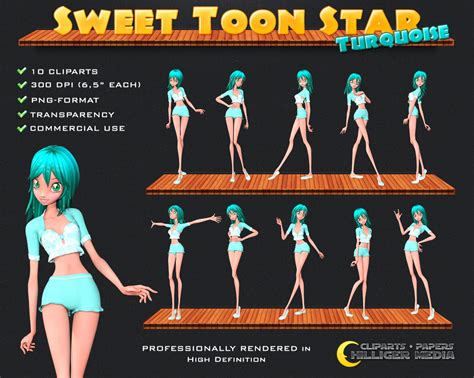 new graphic set sweet toon star by spritebase