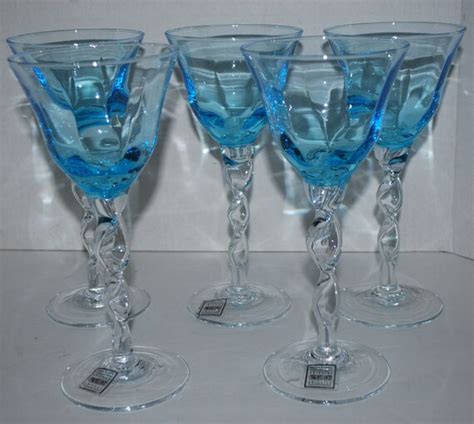 Sale Vintage Aqua Wine Glasses Abigail Glass Made In Italy