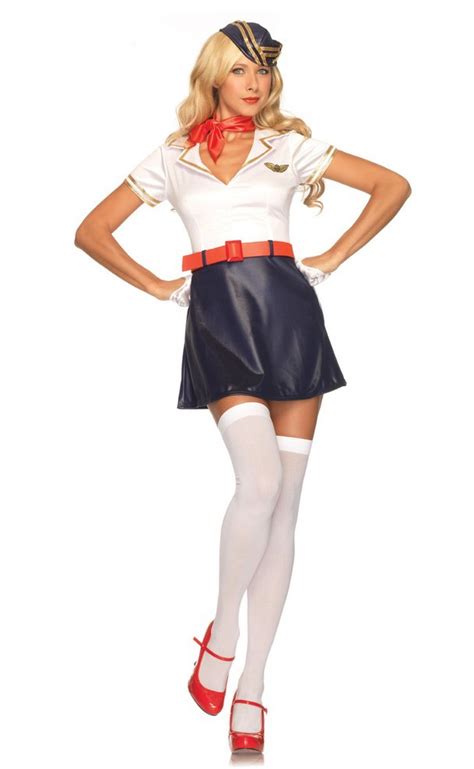 Retro Flight Attendant Costume Career Girl Costumes Ladies Costumes