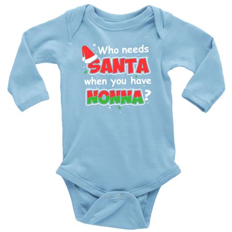 Santa Nonna Long Sleeve Baby Onesie | Long sleeve baby onesie, Long sleeve bodysuit baby, Long 