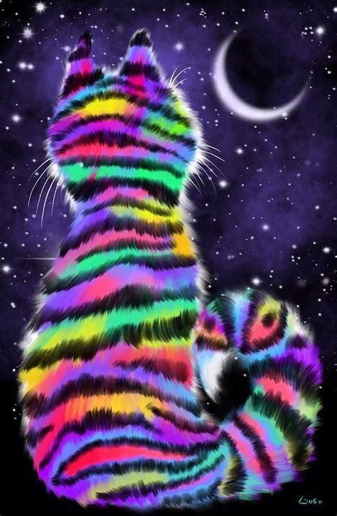 Gatos Cats Rainbow Cat Neon Rainbow Cat Art Print All About Cats