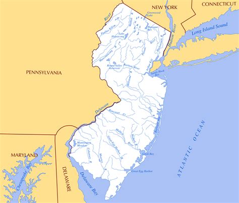 32 New Jersey Rivers Map Maps Database Source