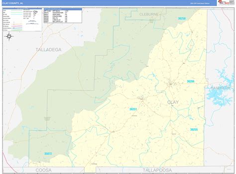 Clay County Al Zip Code Wall Map Basic Style By Marketmaps