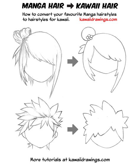 Look at each example here (well, exept maybe for that one on the lower left; How to convert your favourite manga hairstyles to kawaii ...