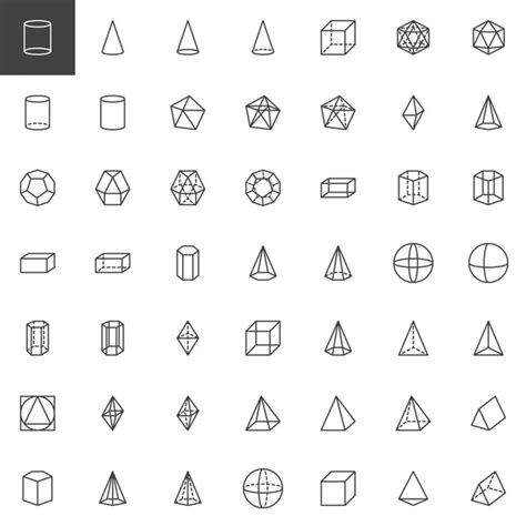Geometric Shapes Outline Icons Set Stock Image Everypixel