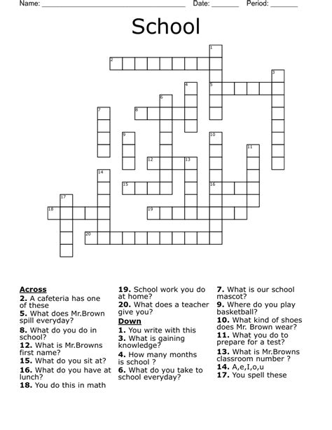 Mystery And Sci Fi Crossword Puzzles Crossword Puzzles Printable