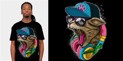 Cool And Wild Cat By Dzeri This Neon Retro Cat Is Rockin