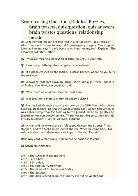 Bible Riddles And Brain Teasers Bible Brain Teasers Grades School