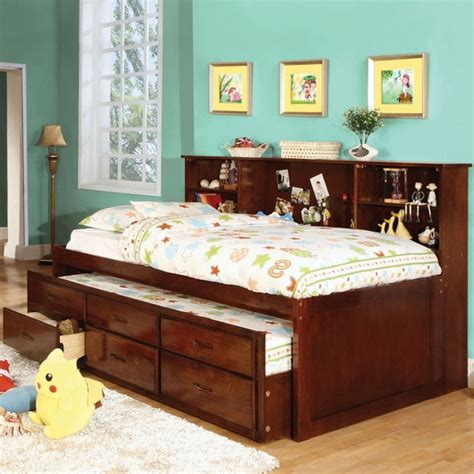 Furniture Of America Percius Cherry Captain Bed With Trundle And