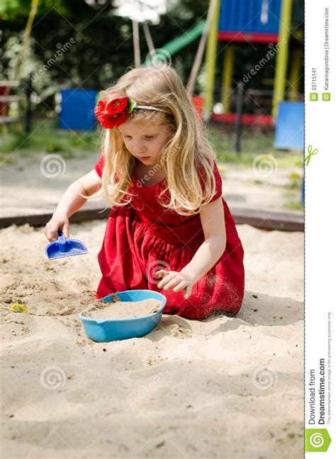 Girl Playing In Sandpit Stock Image Image Of Sand Caucasian 53715141
