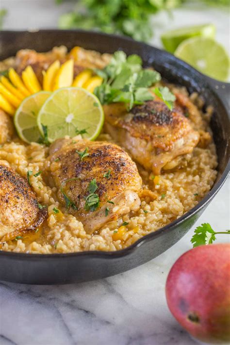 Serve warm topped with cilantro or green onions. Chili Lime Mango Chicken and Rice - Lovely Little Kitchen