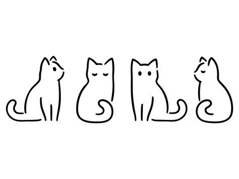 Minimalist Cats Drawing Set Cat Doodles Simple Cat Drawing Drawing