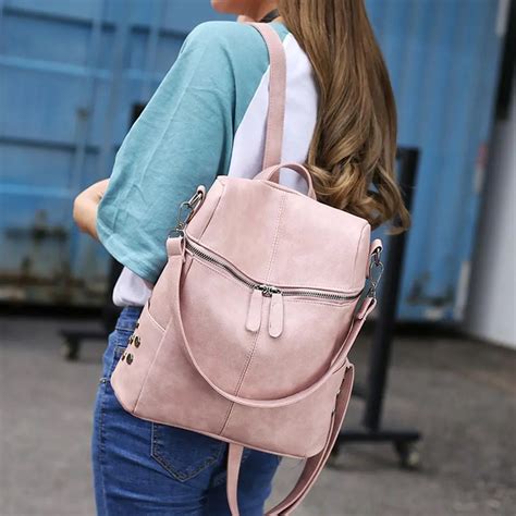 Quality Pu Leather Backpack Woman New Fashion Female Laptop Backpack Large Capacity Vintage