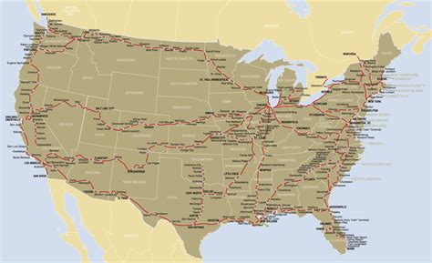 Amtrak Route Map •