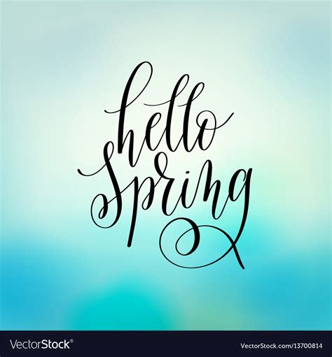 Hello Spring Hand Lettering Poster Calligraphy Vector Image
