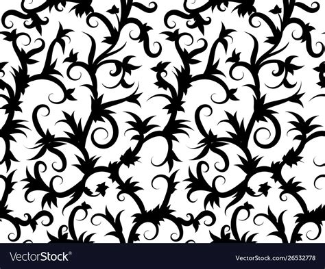 Tropical Vine Black And White Seamless Pattern Vector Image