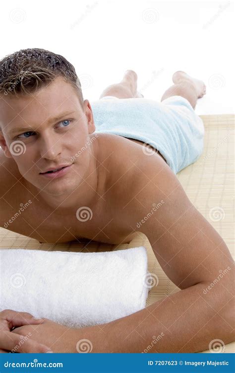 Male Lying On Mat Ready To Take Spa Treatment Stock Image Image Of Therapy White 7207623