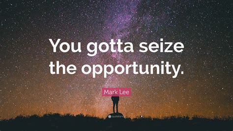Mark Lee Quote You Gotta Seize The Opportunity