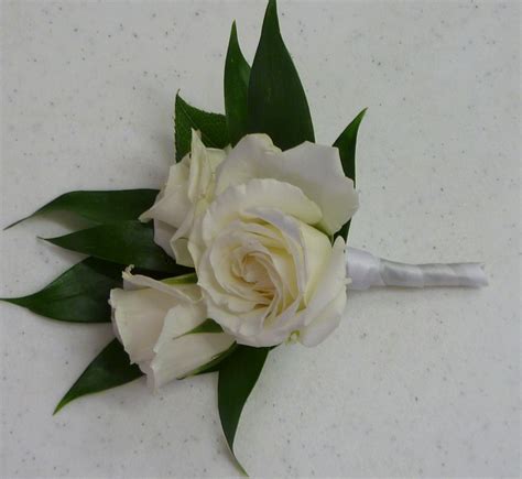 White Spray Rose Cluster Boutonniere Grande Flowers